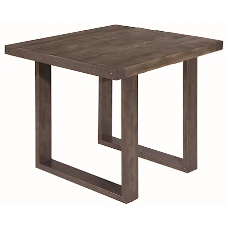 Beaumont Industrial Style End Table with Wood Plank Top